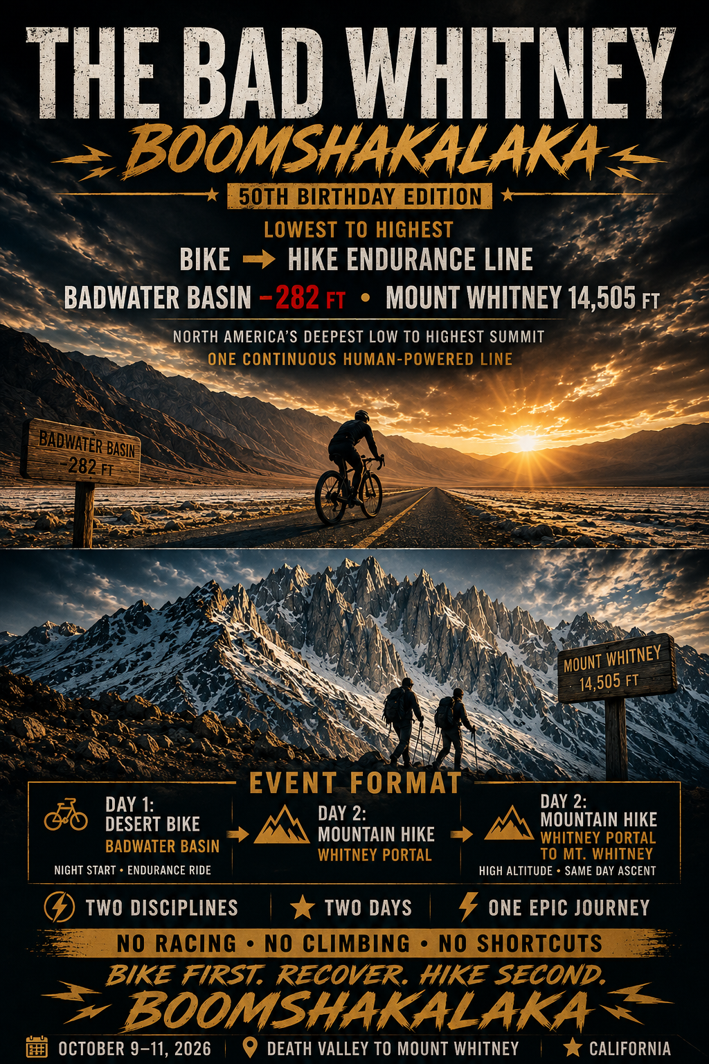 The Bad Whitney — Badwater Basin to Mount Whitney, Bike and Climb