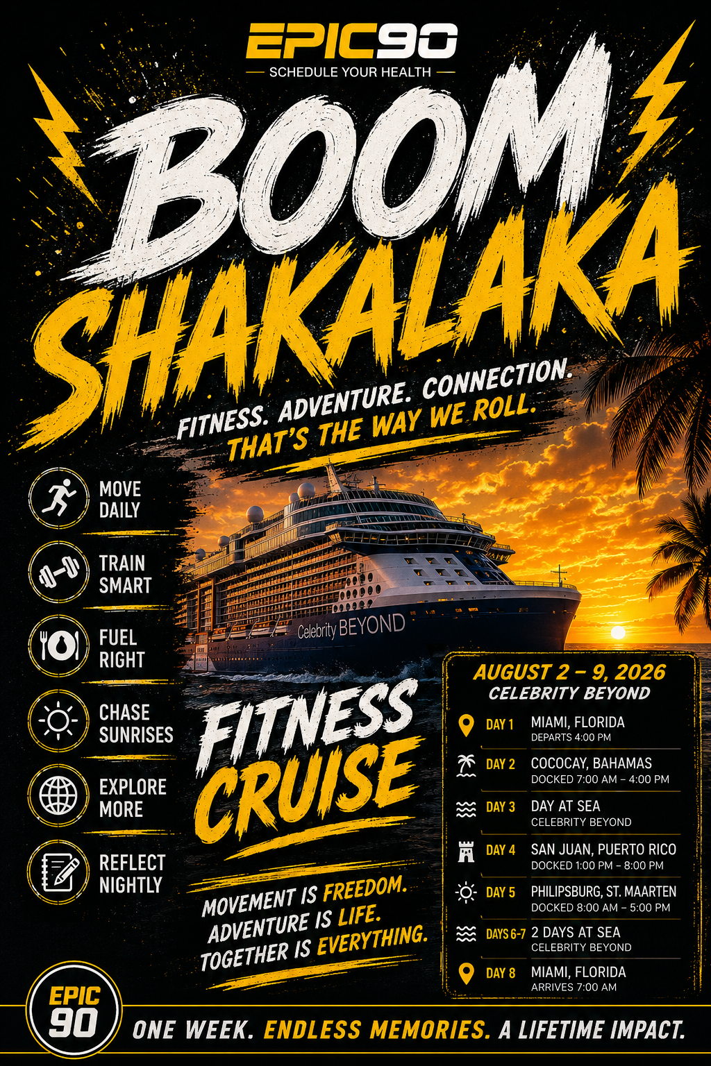 Boomshakalaka Fitness Cruise — Celebrity Beyond, Aug 2–9 2026